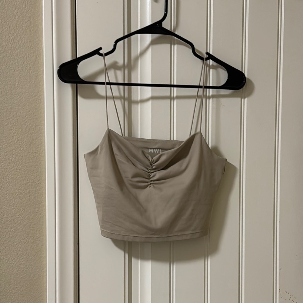 Madewell Stone Gray Ruched Camisole Crop Tank